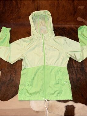 Columbia Two-Tone Light Green Kids' Hooded Rain Jacket